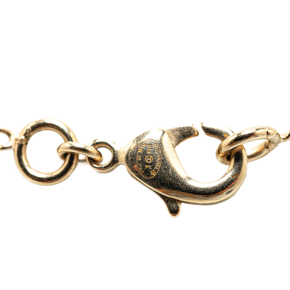 CHANEL Gold Plated CC Crystal Ribbon Bow Pendant Necklace Costume Necklace - Picture 3 of 5